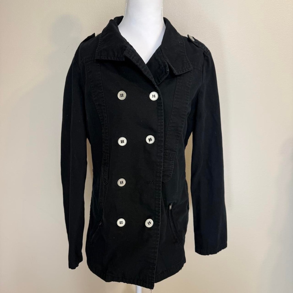 Miss Lili Double Breasted Jacket Buttons Black Womens L Indie Sleaze Grunge Y2k